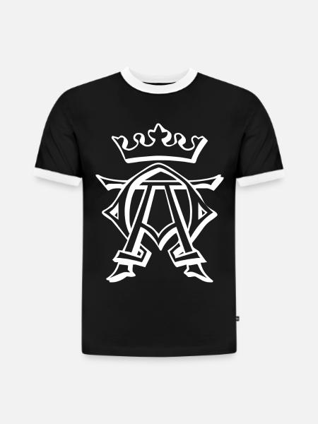 King, Krone, König - Slim Fit Männer Organic Contrast T-Shirt - Schwarz/Weiß
