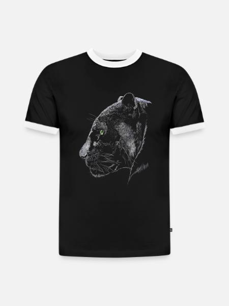Panther - Slim Fit Men's Organic Contrast T-Shirt - black/white