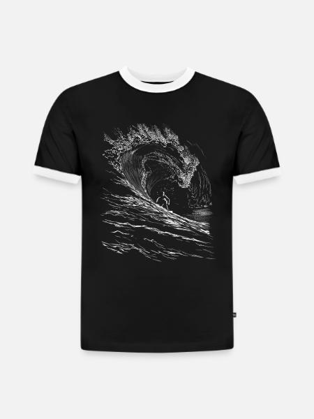 Surfing - T-shirt contrasté homme slim fit en coton bio - noir/blanc