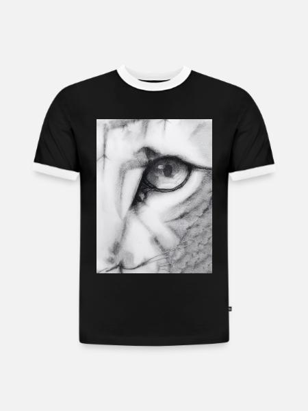 Katzenartig - Slim Fit Männer Organic Contrast T-Shirt - Schwarz/Weiß