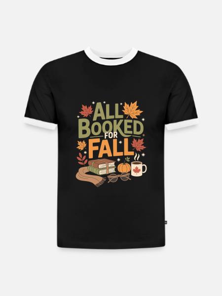 All Booked for Fall - Slim Fit Männer Organic Contrast T-Shirt - Schwarz/Weiß
