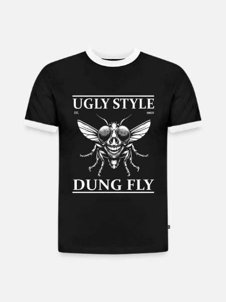 Mistfliege – Ugly Style Funny Design - Slim Fit Men's Organic Contrast T-Shirt - black/white
