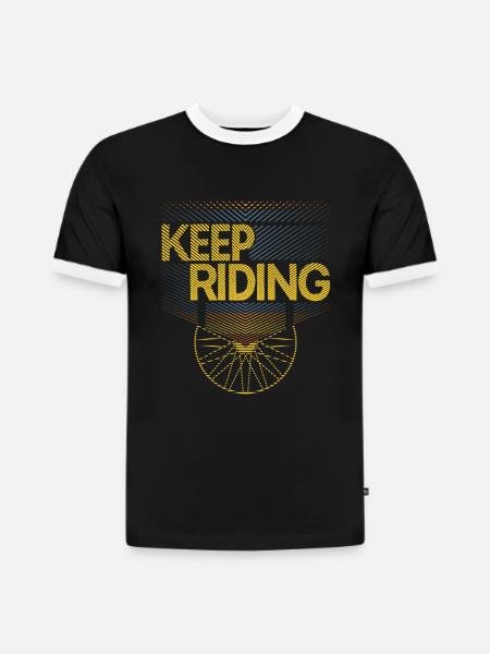 Fahre weiter Radfahrmuster - Slim Fit Männer Organic Contrast T-Shirt - Schwarz/Weiß
