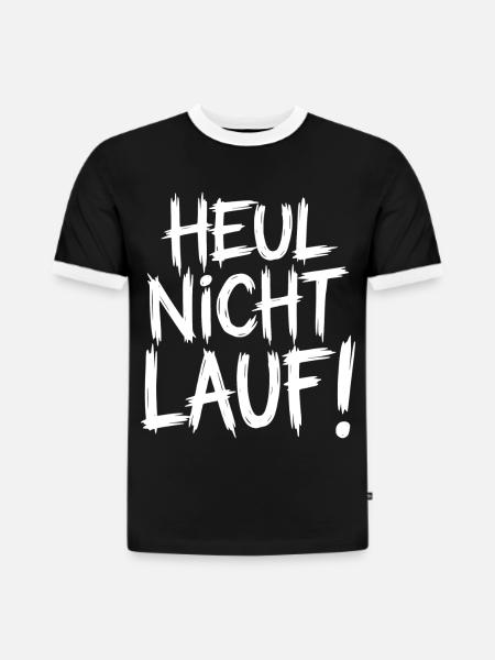 Heul nicht Lauf! - Slim Fit Männer Organic Contrast T-Shirt - Schwarz/Weiß
