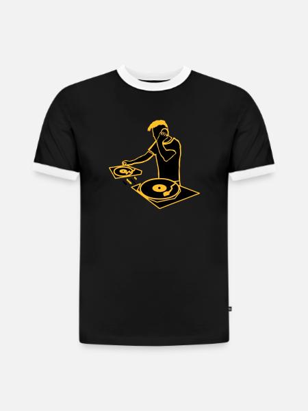 dj_2 - Slim Fit Männer Organic Contrast T-Shirt - Schwarz/Weiß