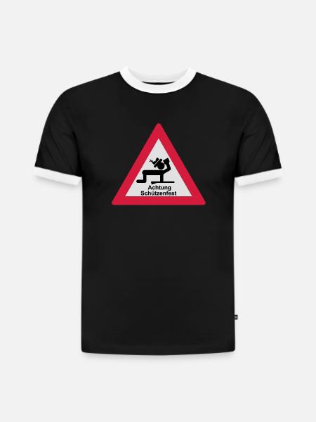 Attention Marksmen - Slim Fit Men's Organic Contrast T-Shirt - black/white