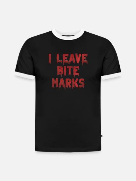 bite marks blutspuren - Slim Fit Männer Organic Contrast T-Shirt - Schwarz/Weiß