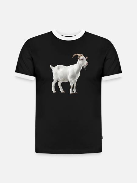 Weiße Bergziege Portrait - Slim Fit Männer Organic Contrast T-Shirt - Schwarz/Weiß