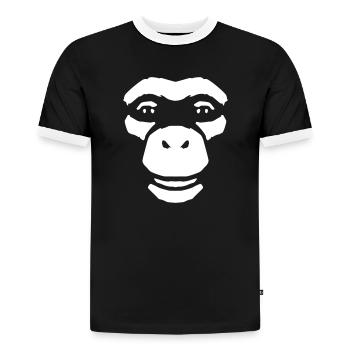 Affengesicht – Wilder Dschungel Primat Style - Slim Fit Männer Organic Contrast T-Shirt - Schwarz/Weiß - Vorne - AI Model Male 178 light (178cm)