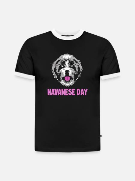 Havanese dog - Slim Fit Men's Organic Contrast T-Shirt - black/white