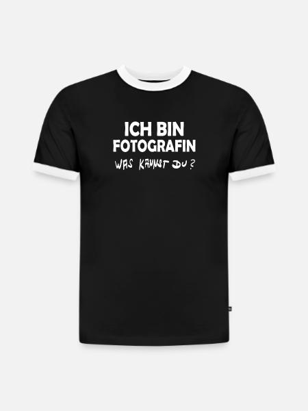 Job Fotografin - Slim Fit Männer Organic Contrast T-Shirt - Schwarz/Weiß