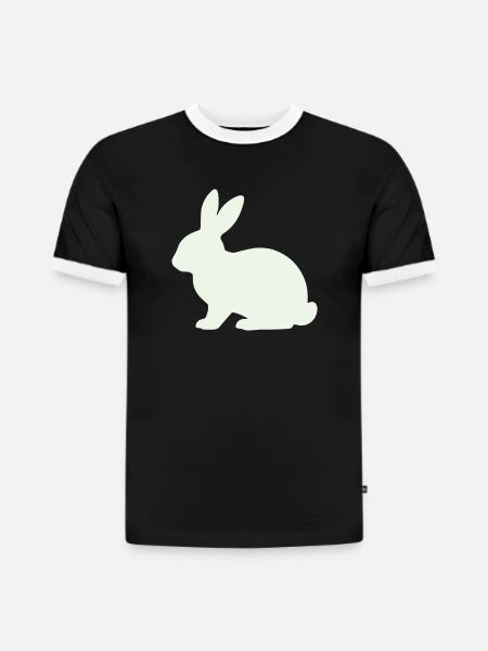 Silhouette délicate du lapin - T-shirt contrasté homme slim fit en coton bio - noir/blanc