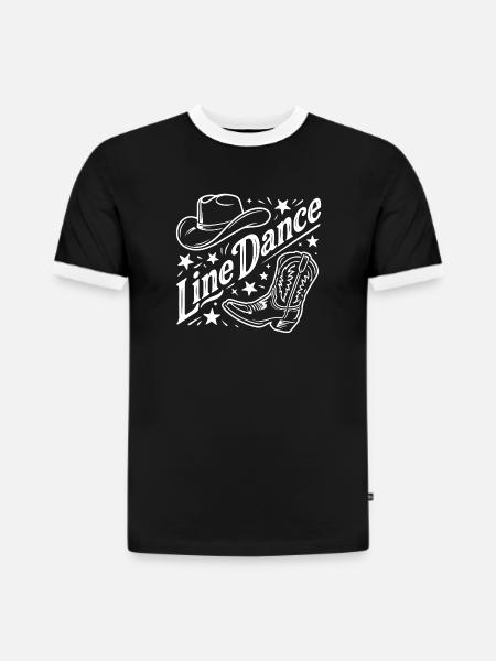 Line Dance Western Country - Slim Fit Men's Organic Contrast T-Shirt - black/white