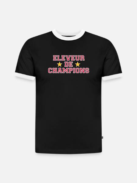 Eleveur de Champions - T-shirt contrasté homme slim fit en coton bio - noir/blanc
