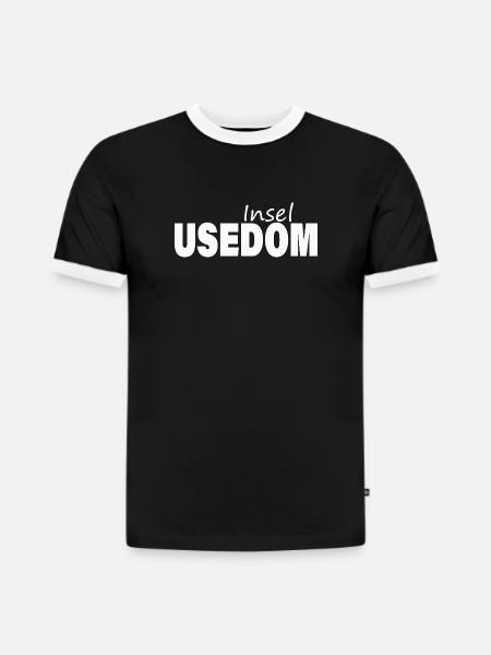 USEDOM - Slim Fit Männer Organic Contrast T-Shirt - Schwarz/Weiß