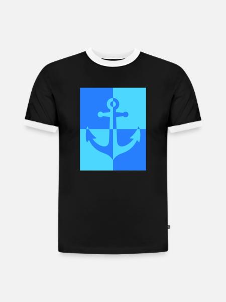 Anker - Slim Fit Männer Organic Contrast T-Shirt - Schwarz/Weiß