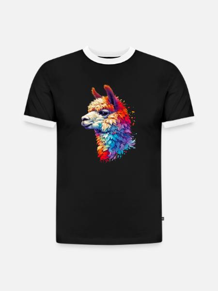 Alpaca - Slim Fit Men's Organic Contrast T-Shirt - black/white