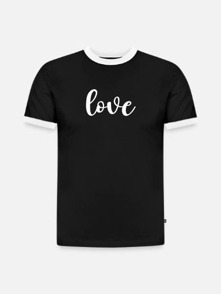 Calligraphie des écritures d’amour - T-shirt contrasté homme slim fit en coton bio - noir/blanc
