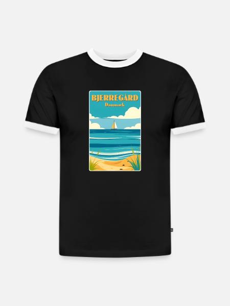 Bjerregard Dänemark - Slim Fit Männer Organic Contrast T-Shirt - Schwarz/Weiß