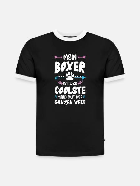 boxer hund spruch - Slim Fit Männer Organic Contrast T-Shirt - Schwarz/Weiß
