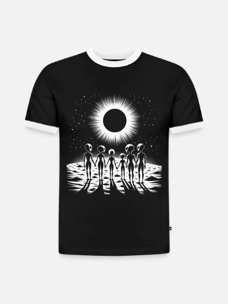 Silhouette Cosmique Cercle Familial - T-shirt contrasté homme slim fit en coton bio - noir/blanc