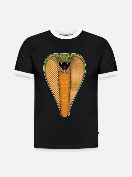 Serpent Cobra - T-shirt contrasté homme slim fit en coton bio - noir/blanc
