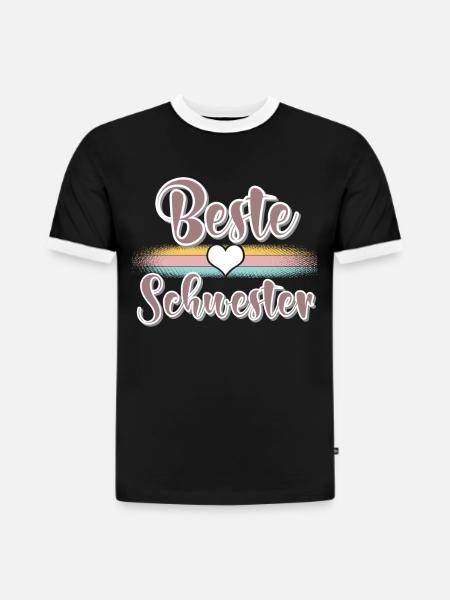 Beste Schwester - Slim Fit Männer Organic Contrast T-Shirt - Schwarz/Weiß