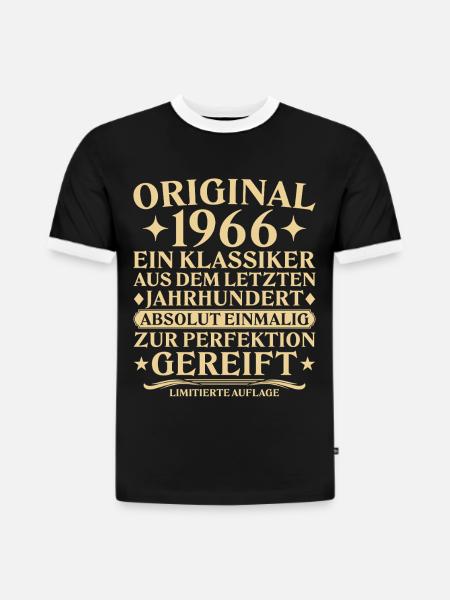Originalklassikern från 1966, Last Century - Slim fit kontrast-T-shirt för herr i ekologisk bomull - svart/vit