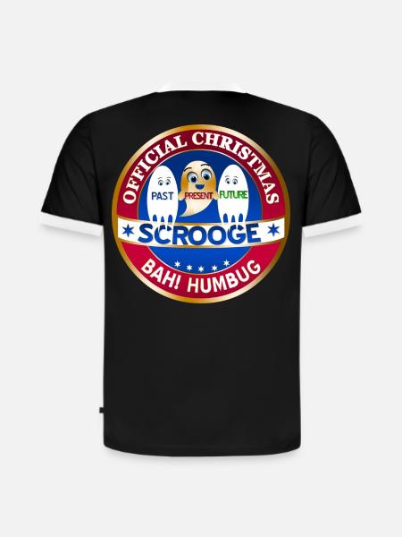 Scrooge Passato Presente Futuro Distintivo - T-shirt slim fit da uomo con dettagli a contrasto in cotone biologico - nero/bianco