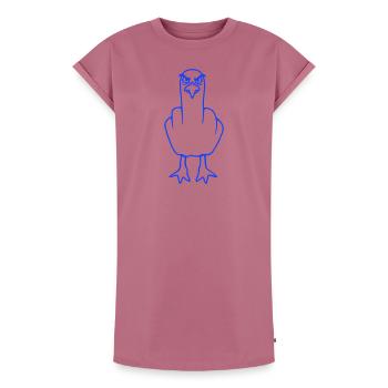 Mouette majeur insulte doigt puant vilain - Robe T-shirt femme Premium en coton bio - mauve - Devant - AI Model Female 172 dark (172cm)