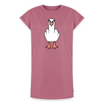 Mouette majeur insulte doigt puant vilain - Robe T-shirt femme Premium en coton bio - mauve - Devant - AI Model Female 172 dark (172cm)