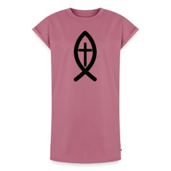 Symbole de Jésus - Robe T-shirt femme Premium en coton bio - mauve - Devant - AI Model Female 172 dark (172cm)