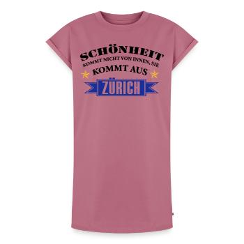 Beauté de Zurich - Robe T-shirt femme Premium en coton bio - mauve - Devant - AI Model Female 172 dark (172cm)