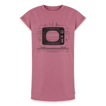 Dessin TV rétro - Robe T-shirt femme Premium en coton bio - mauve - Devant - AI Model Female 172 dark (172cm)