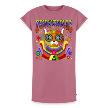 PSYCATDELIC - Robe T-shirt femme Premium en coton bio - mauve - Devant - AI Model Female 172 dark (172cm)