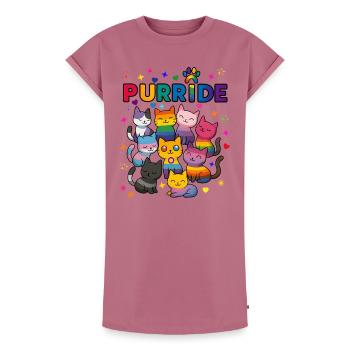 Purride Chats LGBT - Robe T-shirt femme Premium en coton bio - mauve - Devant - AI Model Female 172 dark (172cm)