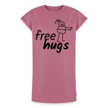 Câlins gratuits - Robe T-shirt femme Premium en coton bio - mauve - Devant - AI Model Female 172 dark (172cm)