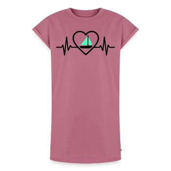 Navigation de cœur – Bateau de la passion - Robe T-shirt femme Premium en coton bio - mauve - Devant - AI Model Female 172 dark (172cm)
