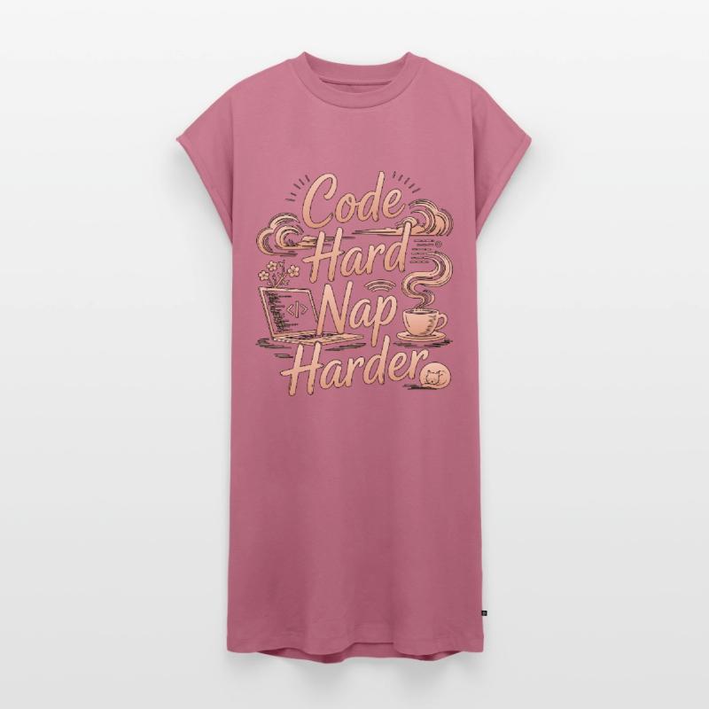 Remote Developer Code Hard Nap Harder Remote Coder Women's Premium Organic T-Shirt Dress