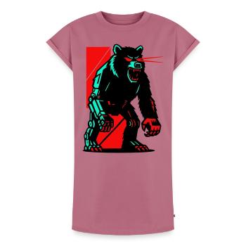 Mecha Techno Ours - Robe T-shirt femme Premium en coton bio - mauve - Devant - AI Model Female 172 dark (172cm)