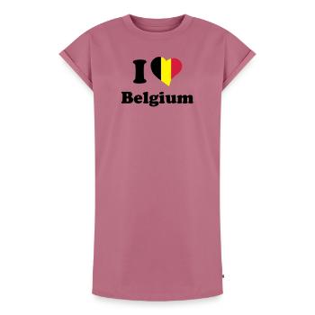 I love Belgium - J'aime la Belgique - Robe T-shirt femme Premium en coton bio - mauve - Devant - AI Model Female 172 dark (172cm)
