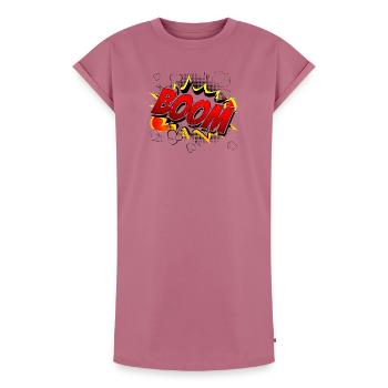 Boom Comic Graphic - Robe T-shirt femme Premium en coton bio - mauve - Devant - AI Model Female 172 dark (172cm)