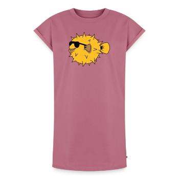 YEAH COOL - Women's Premium Organic T-Shirt Dress - mauve - Front - AI Model Female 172 dark (172cm)