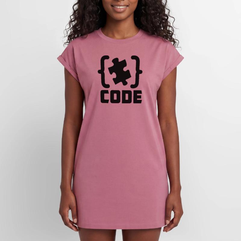 programmer Code puzzle piece solving Women's Premium Organic T-Shirt Dress