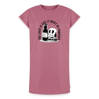 Le foie est mauvais et est puni - Robe T-shirt femme Premium en coton bio - mauve - Devant - AI Model Female 172 dark (172cm)