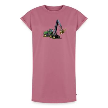 Moissonneuse-batteuse, Moissonneuse-batteuse - Robe T-shirt femme Premium en coton bio - mauve - Devant - AI Model Female 172 dark (172cm)