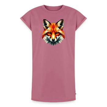 Polygonaler Fuchs - Frauen Premium Organic T-Shirt Kleid - Mauve - Vorne - AI Model Female 172 dark (172cm)