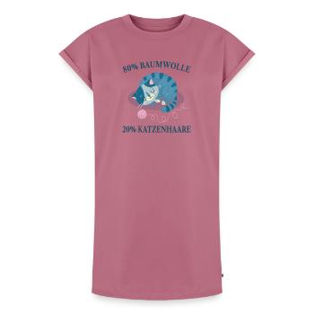 Chats, Poils de chat, Amoureux des chats, - Robe T-shirt femme Premium en coton bio - mauve - Devant - AI Model Female 172 dark (172cm)