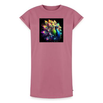 paon - Robe T-shirt femme Premium en coton bio - mauve - Devant - AI Model Female 172 dark (172cm)