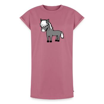Horse Bob Hair Hairstyle Pony Foal Cute Comic - Women's Premium Organic T-Shirt Dress - mauve - Front - AI Model Female 172 dark (172cm)